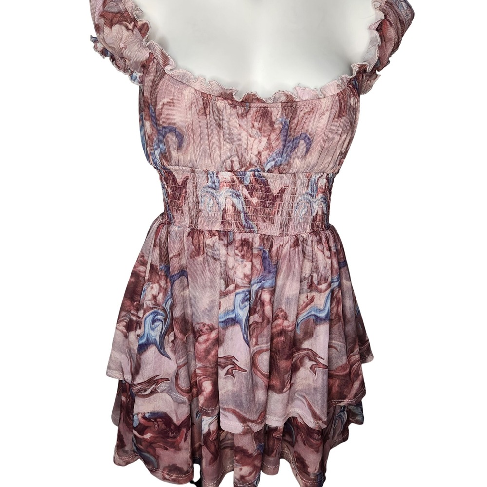Urban Outfitters Rosie Mesh Mini Dress Renaissance Art print Regency Aesthetic S